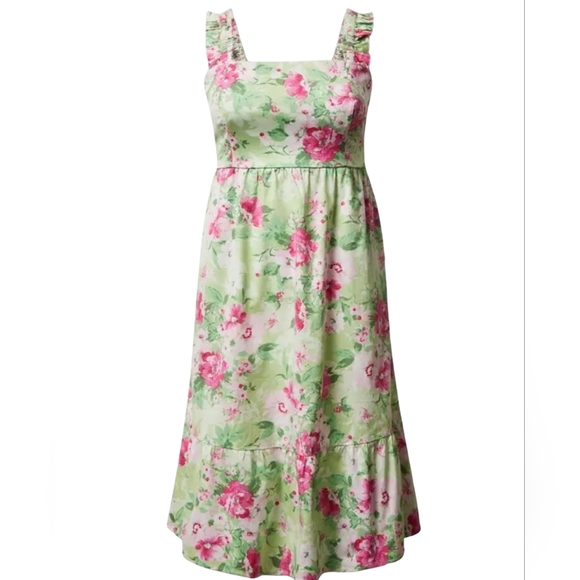 torrid Dresses & Skirts - TORRID Pink/Green MultiColor Floral Ruffle Strap Sundress,Size 0 (Large 12)